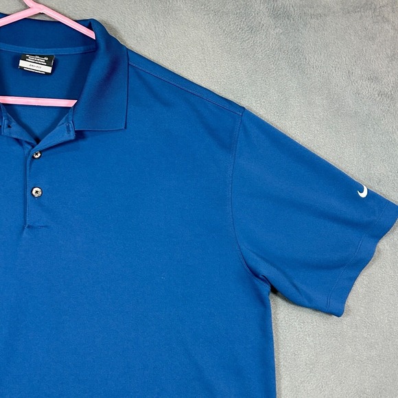 Nike Golf Polo Shirt Mens XL Blue Dri Fit Short Sleeve Stretch Fabric‎ Collared - Picture 3 of 11